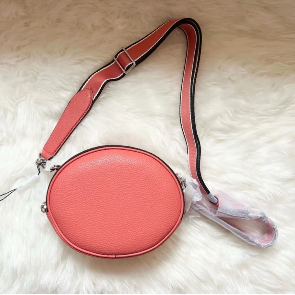 New! MARC JACOBS Logo The Rewind Leather Crossbody Bag in Salmon Pink - Picture 9 of 14